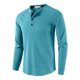 thumbnail image 1 of Blusas y camisas de manga larga y cuello redondo para hombre, estilo casual, con botones de color liso, de poliéster y algodón., 1 of 3