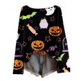 thumbnail image 2 of Halloween Sweaters for Women Long Sleeve Funny Print Crewneck Drop Shoulder Oversized Pullover Sweater Knit Tops, 2 of 4