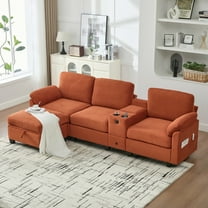 SOULART 104.72" Cloud Couch, Orange Sectional Sofa with L-Shape Design, 4-Seater Segmented Configuration for Living Room