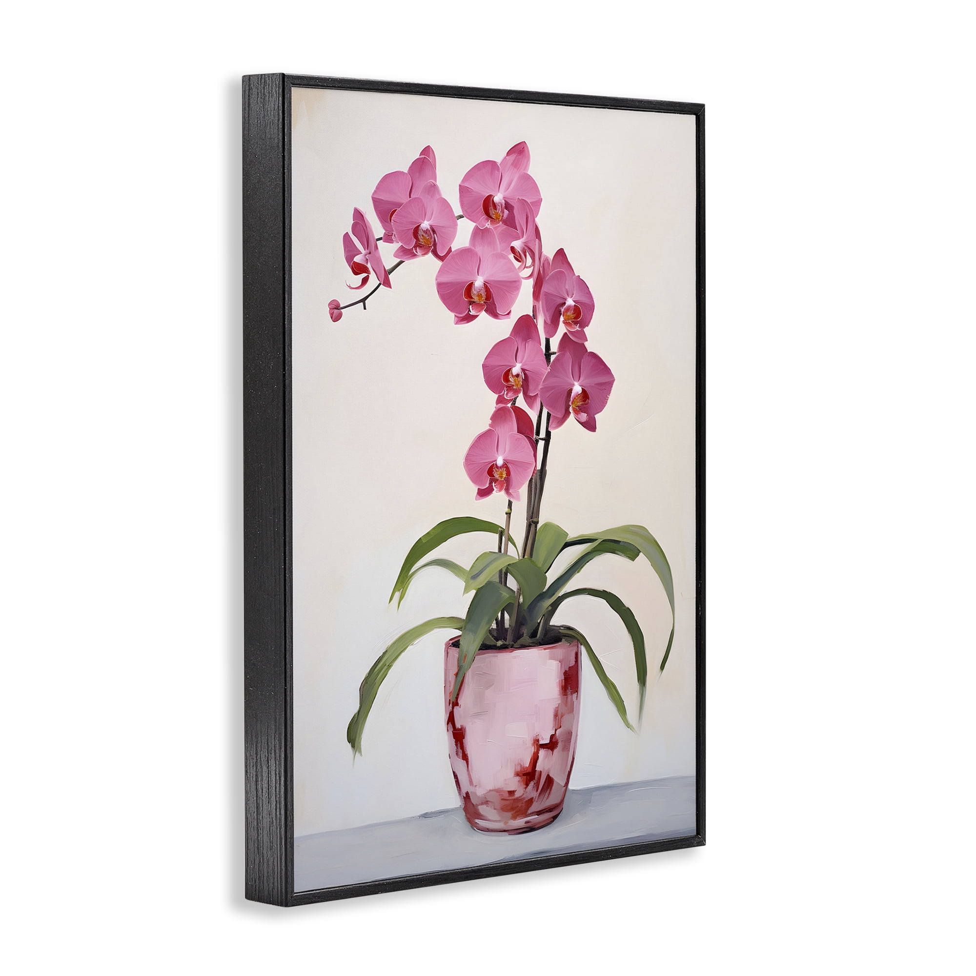 Stupell Industries Modern Pink Orchid Botanical & Floral Painting Black Framed Art Print Wall Art, 20 x 30