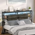 thumbnail image 2 of Aheaplus Queen Size Headboard with Storage, Headboards with Outlets and RGB LED Light, Sturdy Head Board for Queen Size Bed, Stable Queen Headboard Only for Bedroom, Dorm Room, Guest Room, Black Oak, 2 of 9