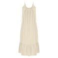 thumbnail image 4 of Kaemgyyd Sundresses for Women Cotton Linen Scoop Neck Ruffle Hem Midi Dresses Spaghetti Strap Flowy Cami Dresses for Beach, 4 of 6