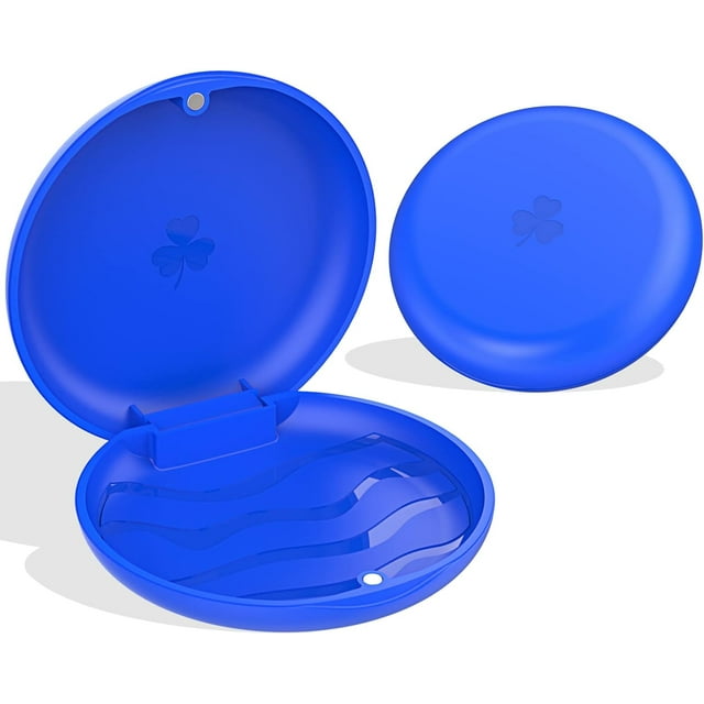 2 Pack Retainer Case, Aligner Case, Orthodontic Retainer Case, Retainer Mouth Guards Travel Case - Dark Blue.