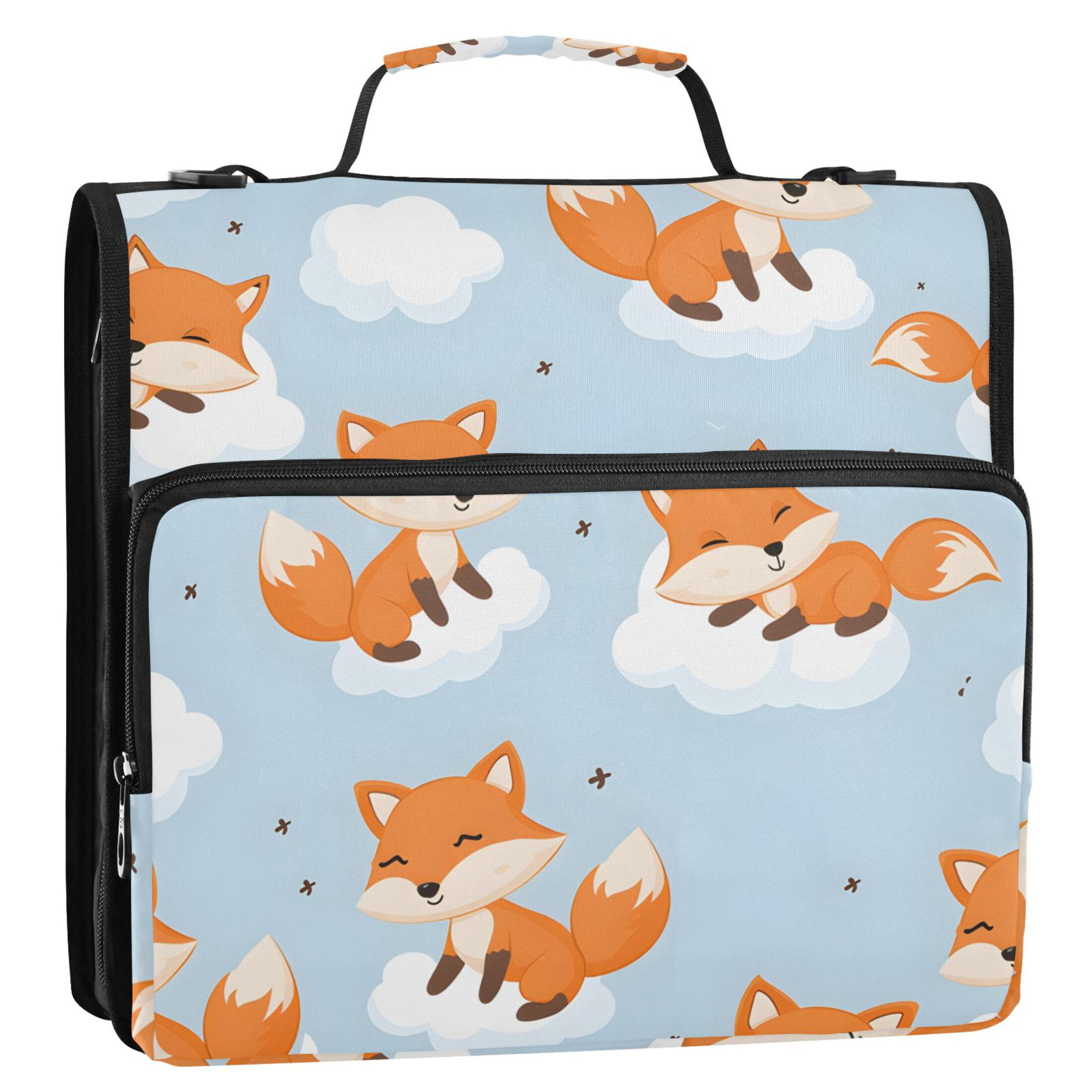 ALAZA Zipper Binder Fox on Cloud 3 Ring Trapper Keeper File Folder Organizer Bag
