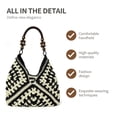 thumbnail image 2 of Boho Woven Crochet Bag, Summer Beach Tote, Lightweight Portable Shoulder Purse, Fashion Casual Handle Bag for Travel Vacation Daily Outdoor Shopping(Black), 2 of 6