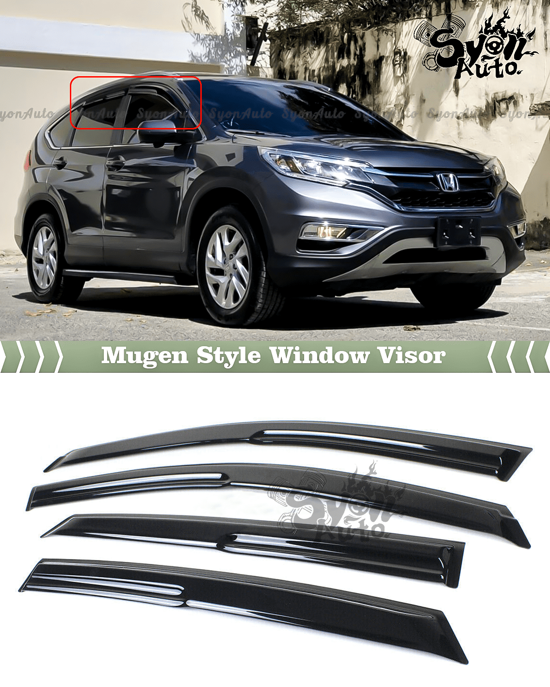 Fits 2012-2016 Honda CRV CR-V JDM Mugen Style Window Visor Rain Guard Deflector