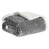 Plazatex Soft Plush Corduroy Sherpa Lined Oversized All Season Comfort for Bedroom or Lounging Blankets - King 108x90", Grey