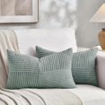 thumbnail image 1 of Chenchen 2 Packs Grey Blue Lumbar Decorative Throw Pillow Covers 12x20 Inch for Couch Bed Sofa, Rustic Farmhouse Boho Home Decor, Soft Striped Corduroy Rectangle Accent Cushion Case 30x50 cm, 1 of 1