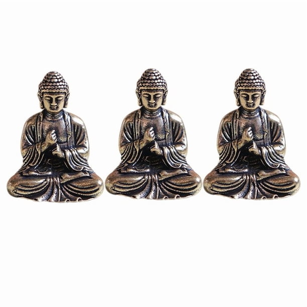 3X Mini Estatua de Buda Estatua de Buda de Bronce Budismo Estatua de Buda Sakyamuni de Bronce de Cobre Puro