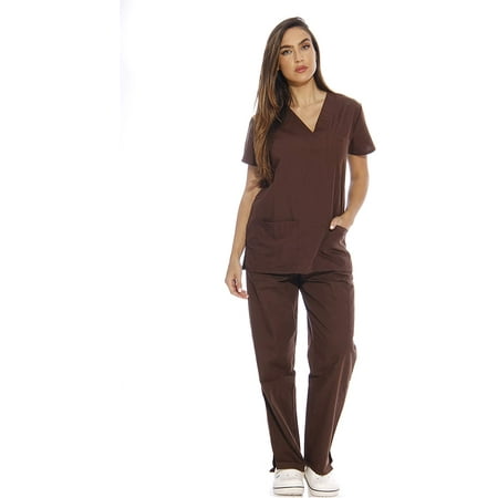 Active Classic Scrub Set for Women - Crossover Top and Multi Pocket Pants - image 1 de 1
