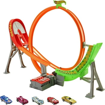 Hot Wheels Action Power Shift Motorized Raceway Track Set, Includes 5 Cars in 1:64 Scale