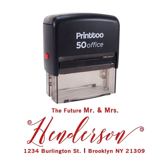 Printtoo Personalized Red Self Inking Address Stamp Custom Future Mr Mrs Rubber Stamper-68 x 30 mm