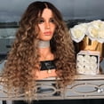 thumbnail image 4 of Fiudx Peluca de Moda para Mujer, Cabello Sintético Marrón, Pelucas Largas, Peluca Ondulada y Rizada, 4 of 5
