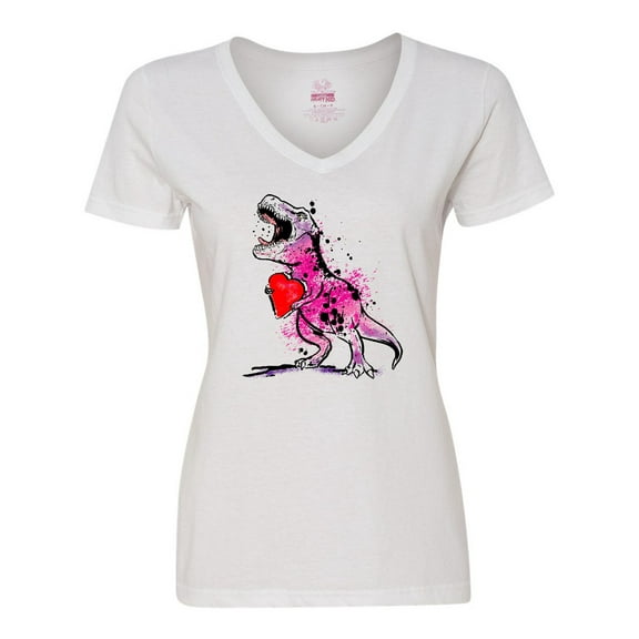 Inktastic Valentine's Day Graffiti T-Rex with Heart Shaped Candy Box Women's V-Neck T-Shirt