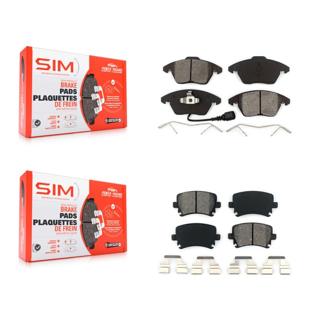 SIM Front Rear Semi-Metallic Brake Pads Kit for Car Volkswagen Jetta Rabbit Audi Passat CC GTI Eos TT Quattro A3 KSM-100056
