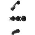 thumbnail image 2 of Kingston Robinet de Douche pour Baignoire en Laiton KB235AX avec Poignée à 3 Croisillons, Bronze Huilé, 2 of 5