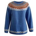 thumbnail image 4 of Bovemsi Womens Sweaters Cozy Women's Retro Art Printed Comfortable Casual Knitted Round Neck Pullover Business Casual Sweaters, 4 of 6