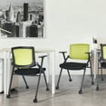 thumbnail image 2 of Upgraded Folding Office Chair Stackable Conference Room Chairs with Wheels and Padded Mesh Back Ergonomic for Reception Meeting, 2 Pack Green, 2 of 9