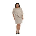 thumbnail image 1 of RM Richards Women's Plus Size Sequin Lace Poncho Party Dress - Cocktail Dresses, 14W Champagne, 1 of 2