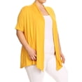 thumbnail image 2 of Women's Plus Size Short Sleeves Draped Open Front Casual Solid Cardigan, 2 of 6