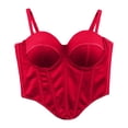 thumbnail image 4 of Women's Bustiers & Corsets Spaghetti Strap Underwire Push Up Full Coverage Bodysuit Solid Color Slimming Bustier Tops (L, Red), 4 of 8