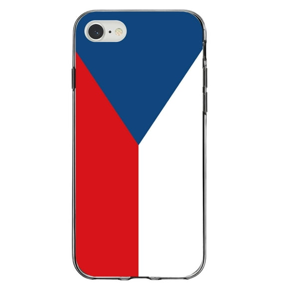 DistinctInk Clear Shockproof Hybrid Case for iPhone 7 8 SE (2020 Model) 4.7" Screen TPU Bumper Acrylic Back Tempered Glass Screen Protector - Czech Republic Flag