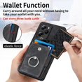thumbnail image 3 of Retro Durable Leather Phone Case for Xiaomi Poco X3 GT NFC X4 X5 Pro Adjustable Finger Ring Holder Card Slots Lens Protector Back Cover(Blue,X3 NFC), 3 of 8