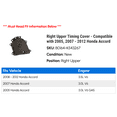 thumbnail image 2 of Right Upper Timing Cover - Compatible with 2005, 2007 - 2012 Honda Accord 2008 2009 2010 2011, 2 of 2