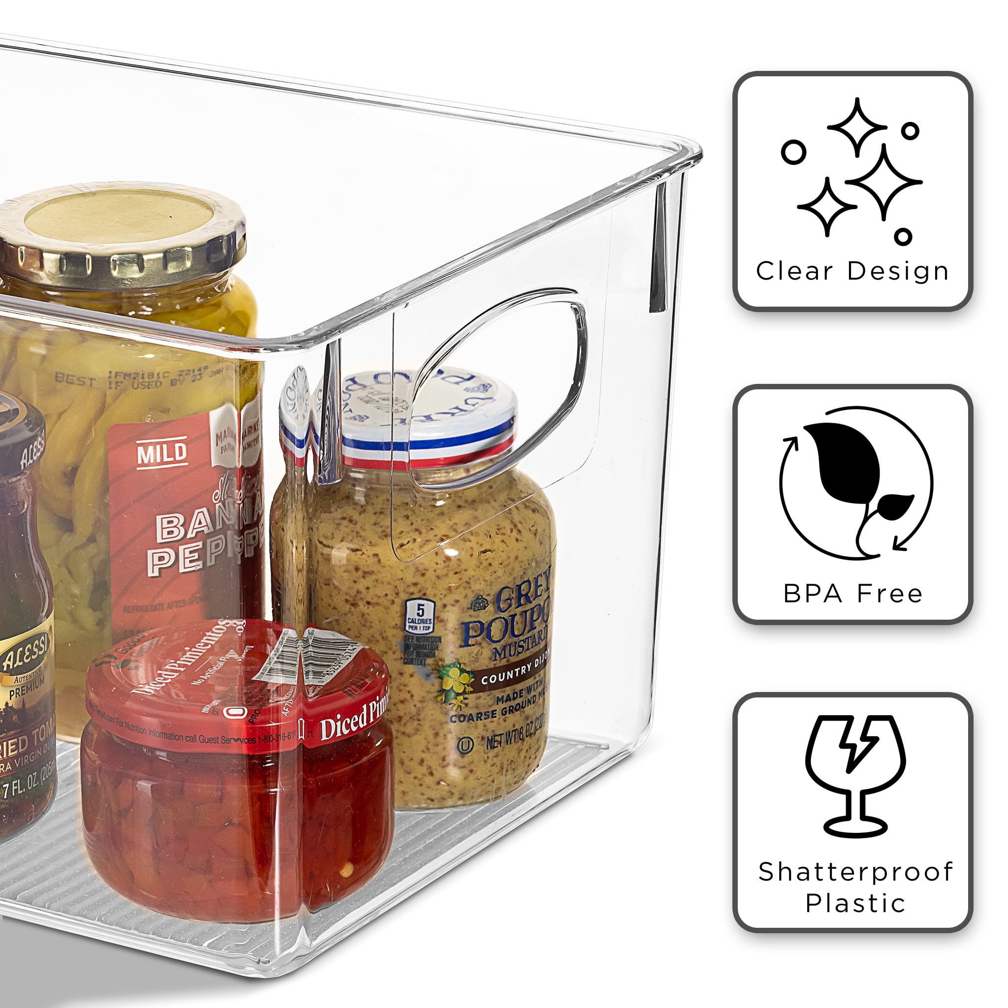 Sorbus BPA-Free Clear Plastic Storage Bins, 8-Piece Set, Medium & Large for Kitchen Pantry