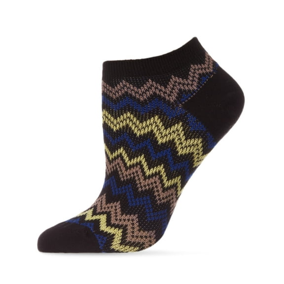 MeMoi Color Zag Running Soft-Fit Cotton-Rich Low Cut Women's Socks - Womens - Female, One Size, Black