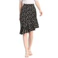 thumbnail image 1 of Unique Bargains Women's Floral Leopard Print Ruffle Midi Skirt Black L, 1 of 6