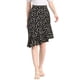 thumbnail image 1 of Falda Midi Allegra K Asimétrica Sirena Dobladillo Volantes Estampado Floral Leopardo Mujer Negro S, 1 of 6