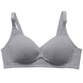 thumbnail image 3 of Xijirk Women Wirefree Maternity Bra Front Snap Opening Ribbed Texture Adjustable Straps Nursing Bralette for Breastfeeding Daily Use,Grey,42, 3 of 4
