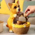 thumbnail image 2 of Puppy Statue with Basket Key Sundries Storage Box Table Dog Resin Home Decoration Statue Outdoor Decor Garden Succulent Flower Pot Yellow, 2 of 5
