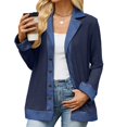thumbnail image 2 of JUUNthy Cardigan Blazer for Women, Denim Collar Long Sleeve Button Front Knit Outerwear for Daily & Business Casual Black 2XL, 2 of 12