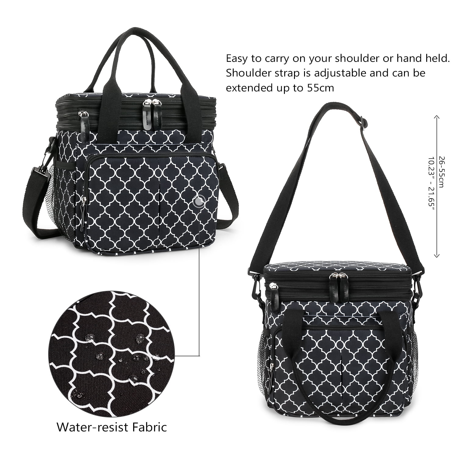 Lunch Bag for Women Men Double Deck Expandable Lunch Box,Large Lunch Bags,Leakproof Lunch Box Cooler Bag