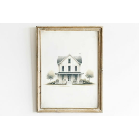 Country House Print, Minimalist Vintage Art, Modern Farmhouse Art, Country Wall Decor, Beautiful House Wall Art, Farmhouse Decor Wall Art, Modern Wall Decor, 8x12 UNFRAMED