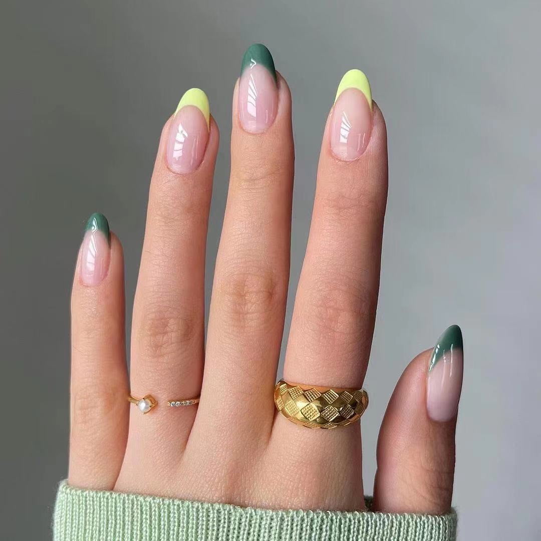 Wavespets 24PCS Olive Green Nail Patch Sweet Style Glue Type Removable Short  Paragraph Manicure Save Time False Nail Patch New - Walmart.com