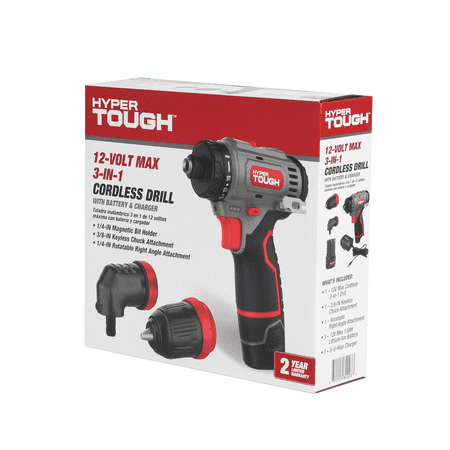 HYPER TOUGH 12V MAX LITHIUM-ION 3-IN-1 MULTI-HEAD POWER DRILL SET WITH 1.5AH BATTERY AND CHARGER