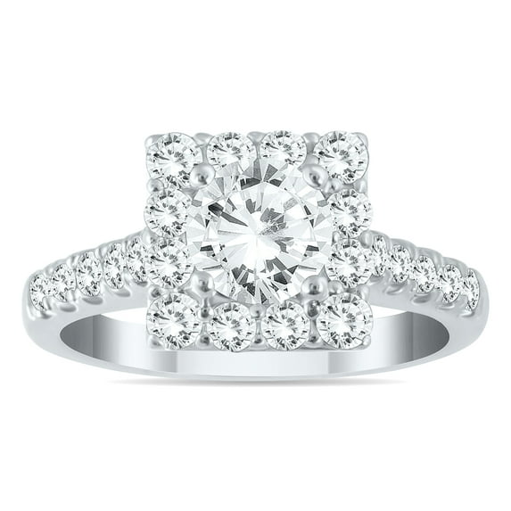 SZUL Women's AGS Certified 1 5/8 Carat TW Diamond Halo Bridal Set in 14K White Gold (J-K Color, I2-I3 Clarity)