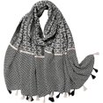 thumbnail image 1 of Bufanda de mujer larga invierno primavera bufandas suaves y cálidas para mujeres damas con chales con borlas (negro), 1 of 5