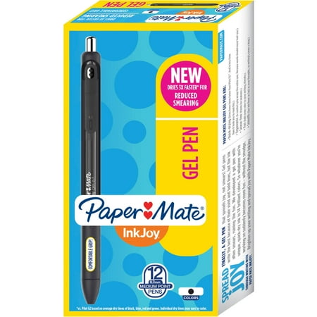 Paper Mate InkJoy Gel Retractable Pen, 0.7mm, 12ct - Black Ink