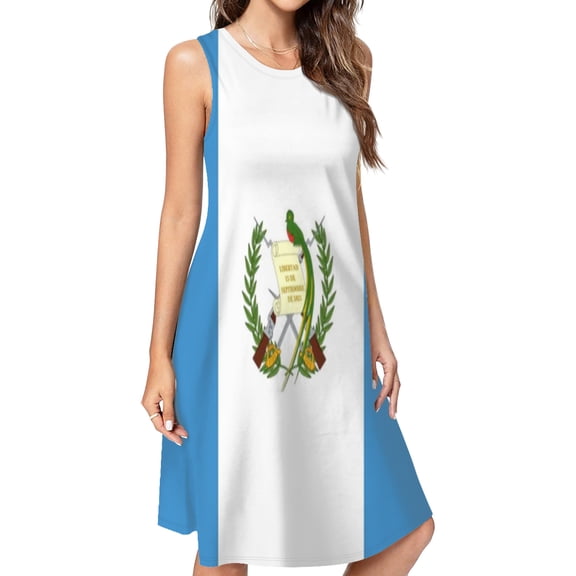 Flag Of Guatemala Spring Summer Dresses For Women Fashion Dress Casual Sleeveless Loose Sundress With Pockets