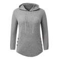 thumbnail image 1 of Chandails à Capuchon pour Femmes, Chandails Molletonnés Surdimensionnés, Chemises à Manches Longues, Chandails, Pulls d'Automne, Hauts, Gris, P, 1 of 6