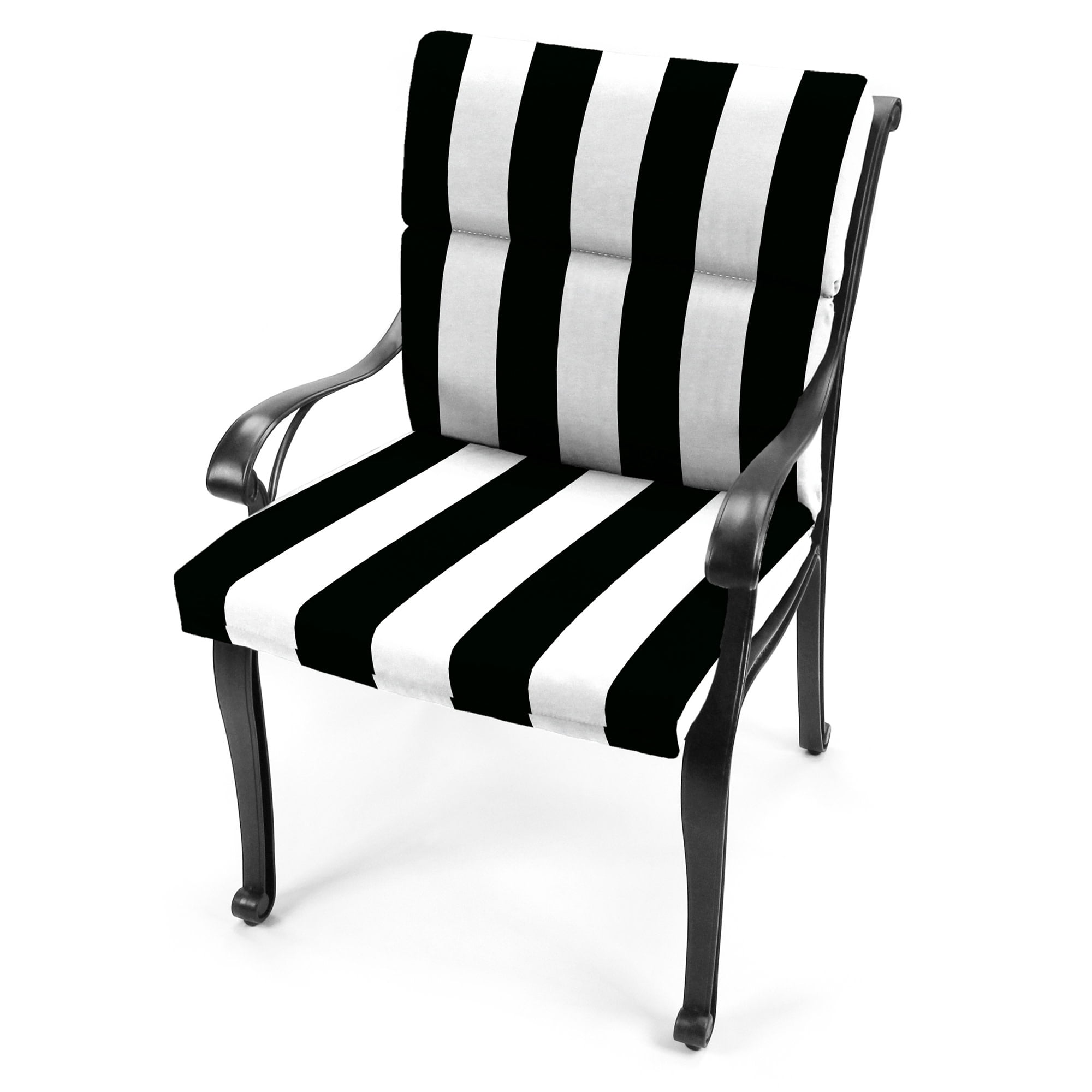 Jordan Manufacturing 44" x 22" Cabana Black Stripe Rectangular Outdoor Chair Cushion with Ties and Hanger Loop