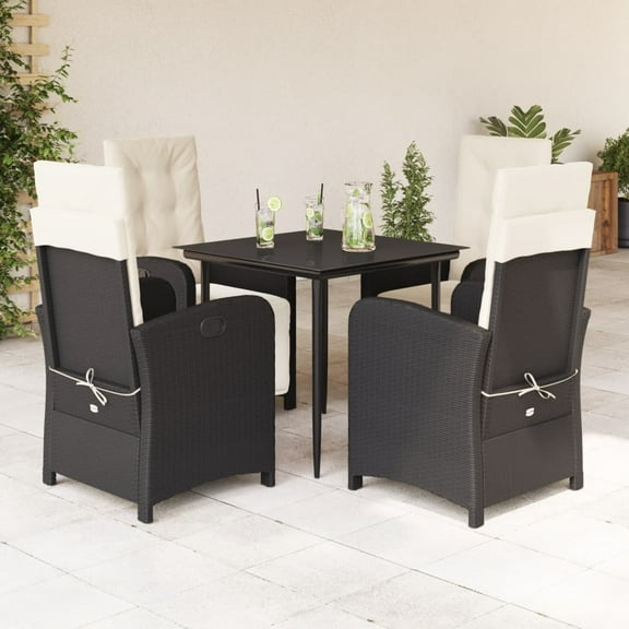vidaXL Garden Dining Set Black, Cream