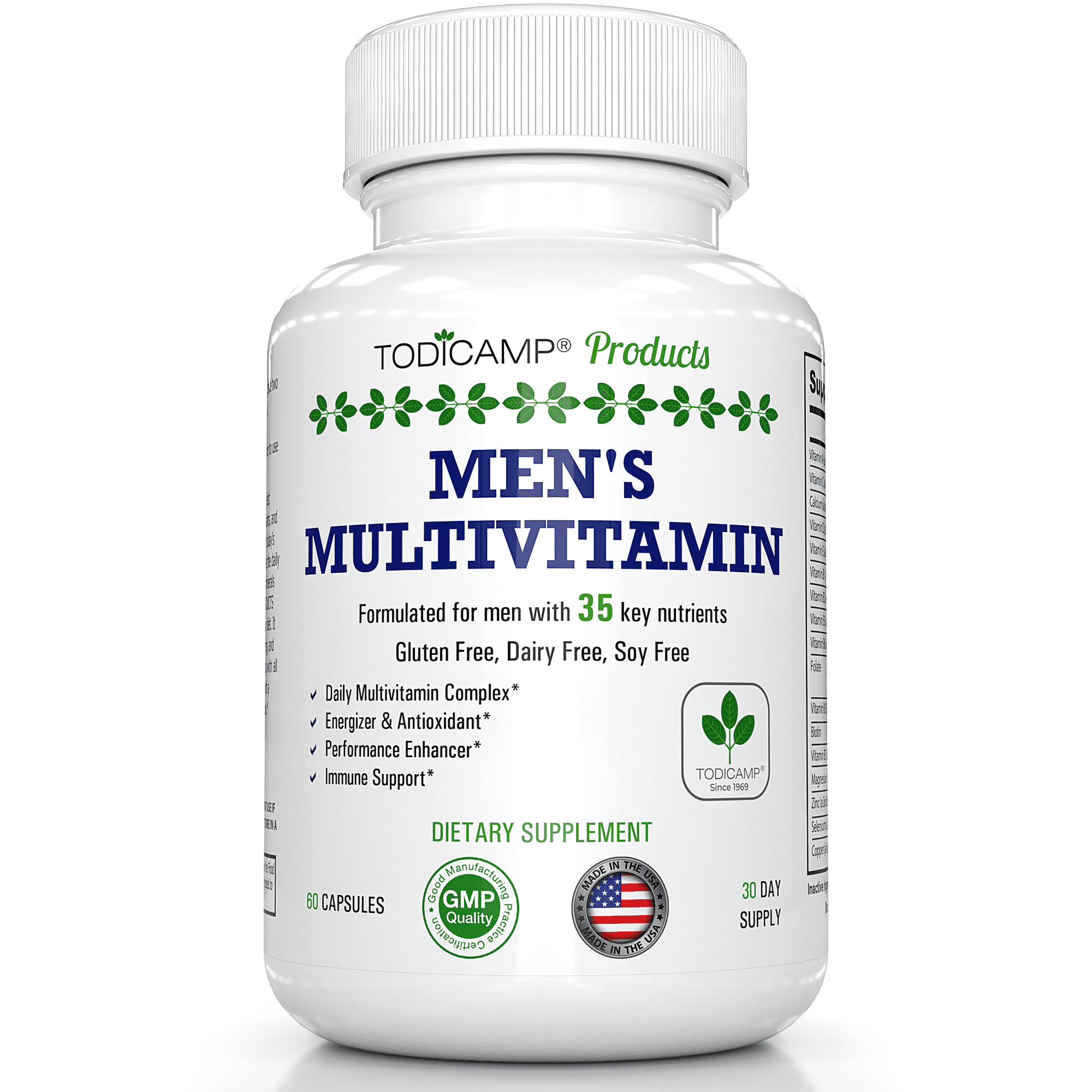 Multivitamin for Men Todicamp - 35 Nutrients - Men's multivitamin & Mineral Complex Extracts - Improves Overall - Antioxidant & Natural Body Support - Day Supply - Walmart.com