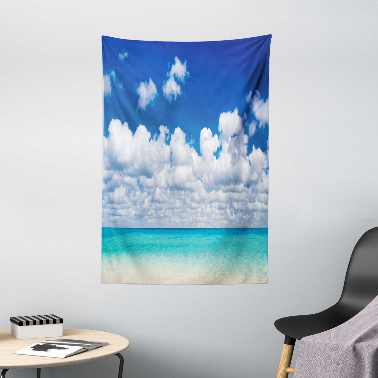 Ocean Decor Wall Hanging Tapestry, Paradise Beach and Tropical Hawaiian
