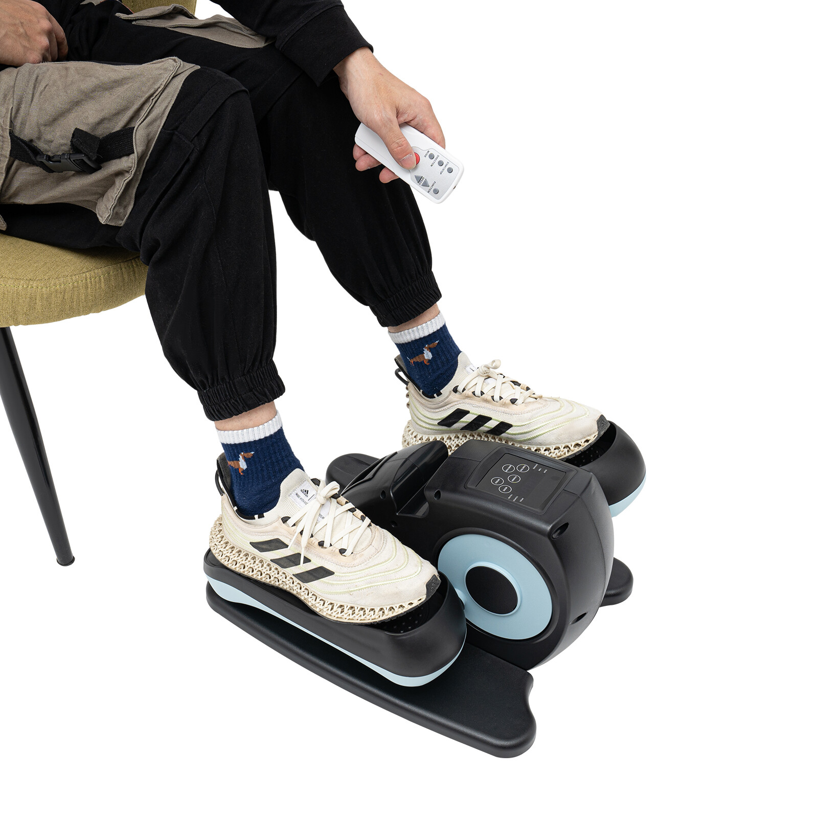 1 PCS Blue Under-desk Elliptical Machine for Seniors, 25kg/55.12lbs Load Capacity Rehab Electric Seated Leg-foot Pedal Exerciser, Portable Trainer for Home Office, 35*44*26cm/13.78*17.32*10.24in
