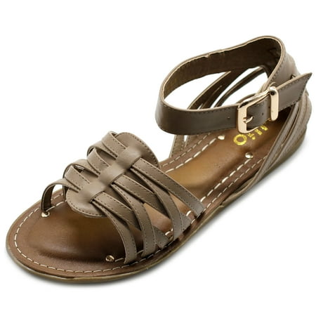 

Ollio Women s Shoe Ankle Strap Gladiator Flat Sandals M2915